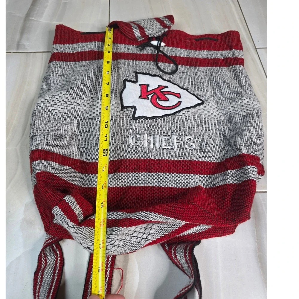 Kansas City Chiefs Woven Baja Backpack Red‎ Grey Striped Drawstring Bag S4